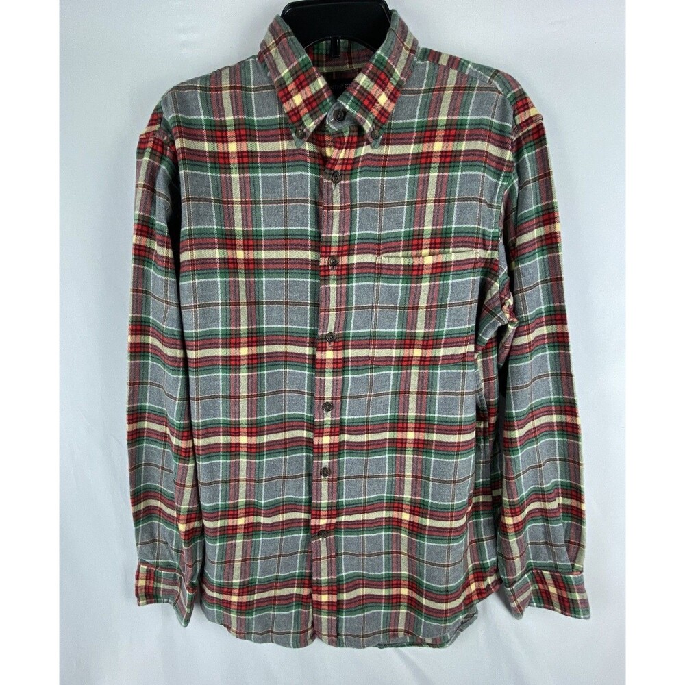 LANDS END Shirt‎ Mens M Plaid Flannel 100% Cotton Button Down Pocket MINT!